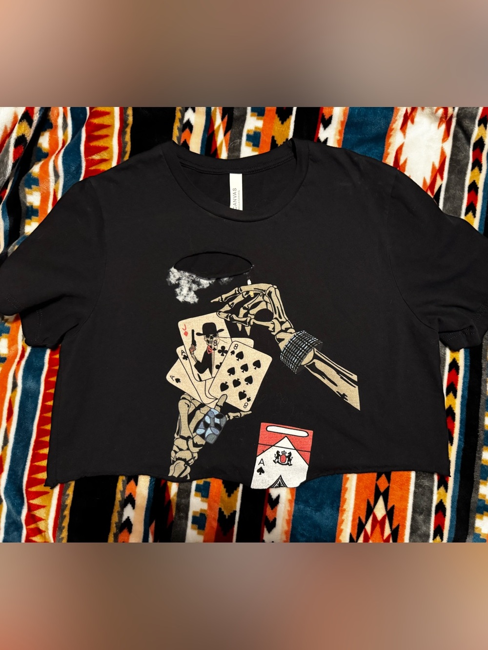 Black Graphic Skeleton Playing Cards Tee